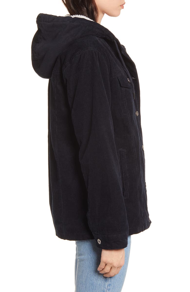 Levi's<sup>®</sup> Hooded Corduroy Trucker Jacket with Faux Shearling Lining, Alternate, color, 