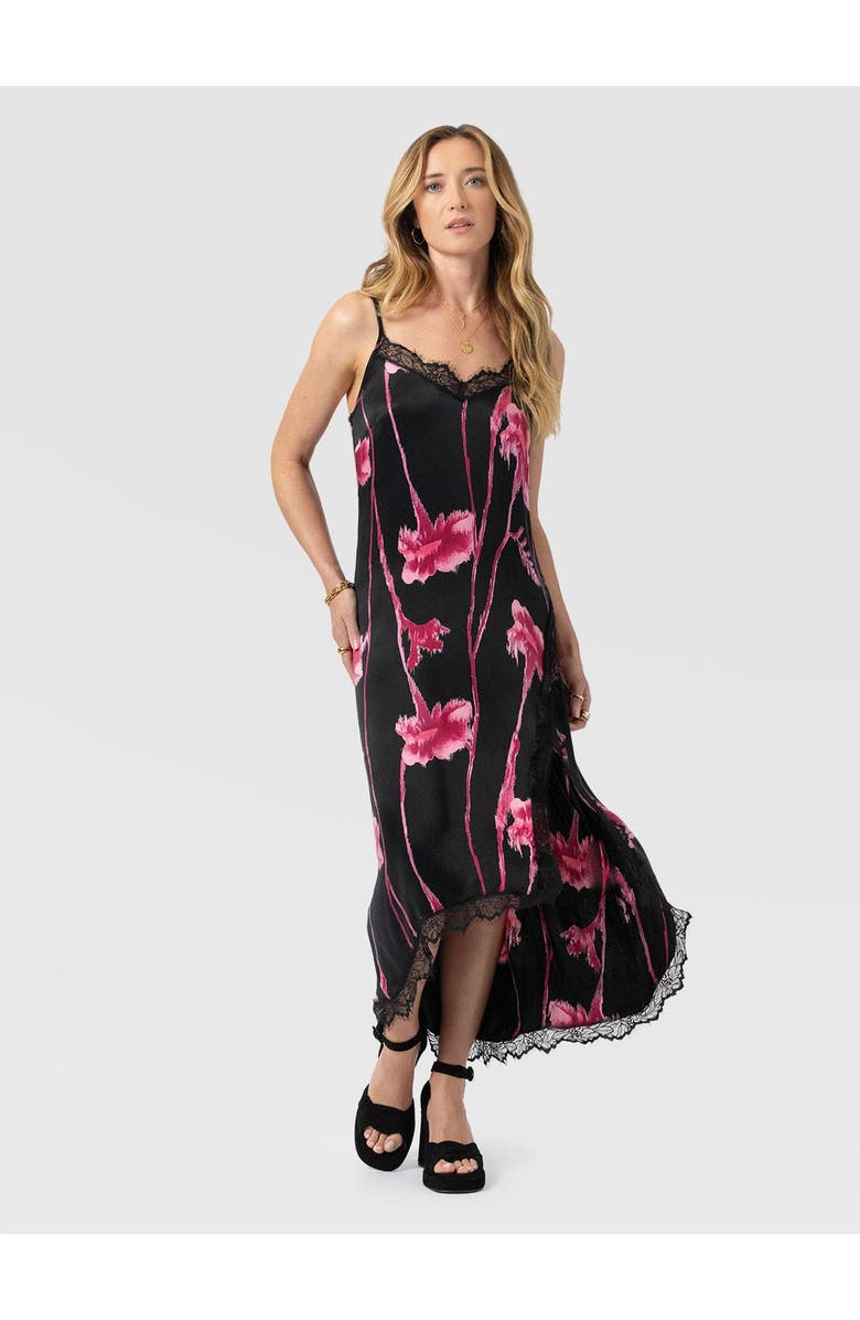Saint + Sofia Harper Lace Cami Dress, Main, color, Pink Stem Floral