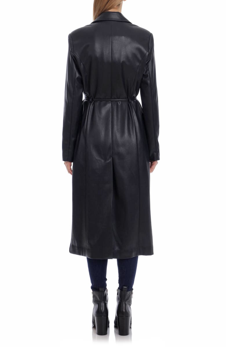 Avec Les Filles Double Breasted Faux Leather Trench Coat, Alternate, color,