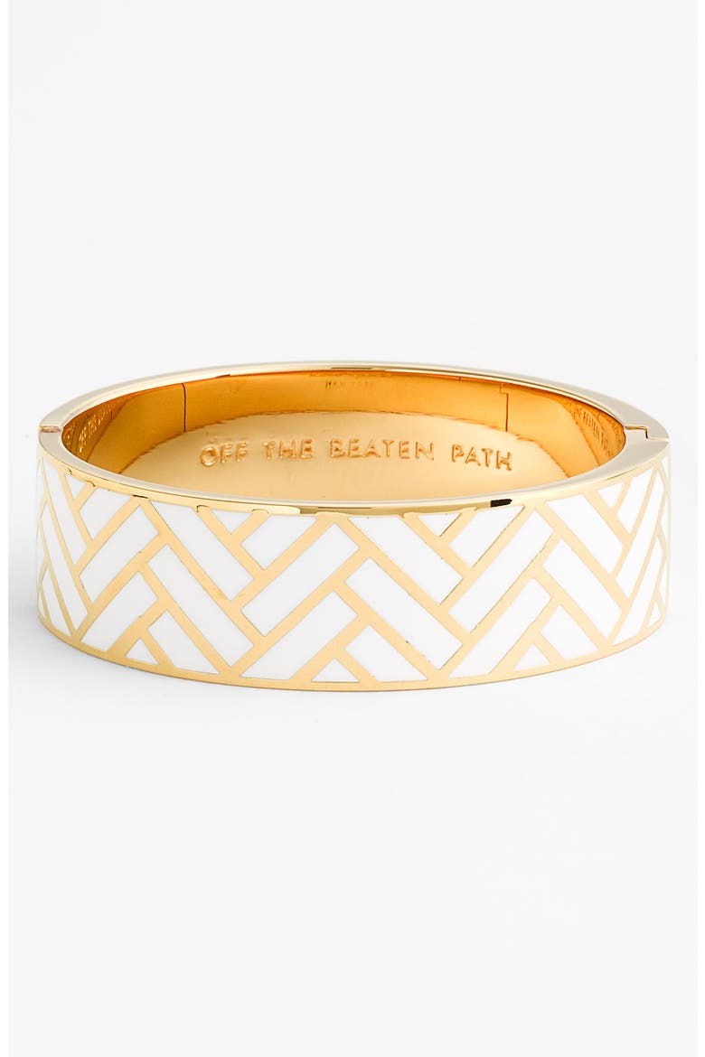 'idiom - medium' hinged bangle, Main, color, OFF THE BEATEN PATH- WHITE