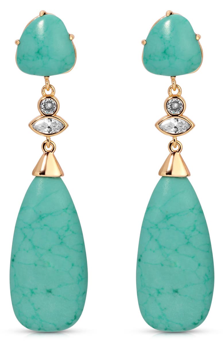 Ettika Reconstituted Turquoise Drop Earrings, Main, color, Turquoise
