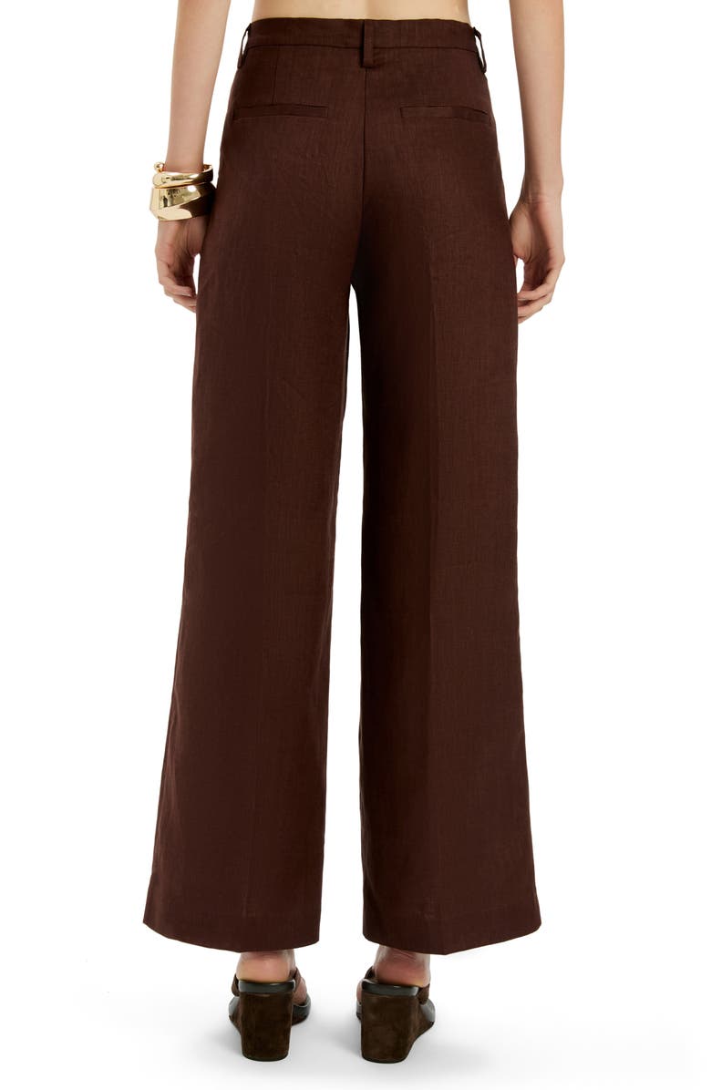 Bardot Geordy Wide Leg Linen Pants, Alternate, color, Chocolate