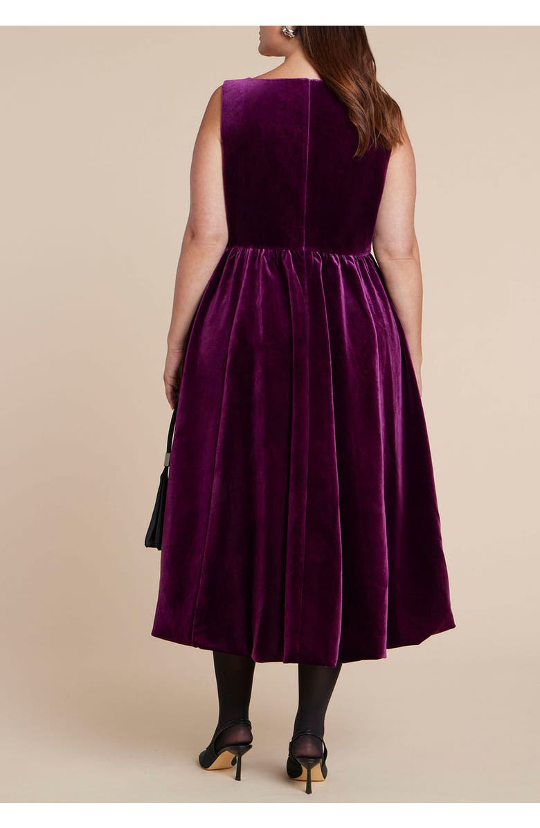 ELOQUII Bubble Hem Velvet Dress, Alternate, color, Pickled Beet