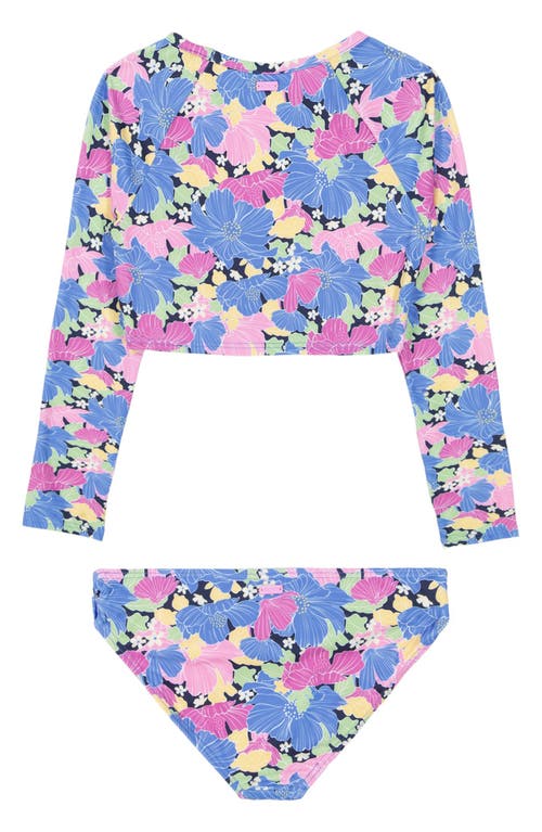 Roxy Kids' Outline Two-piece Rashguard Swimsuit In Mood Indigo