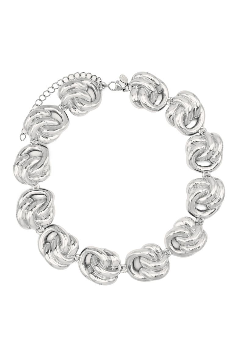 Miami Knot Link Necklace, Main, color, SILVER