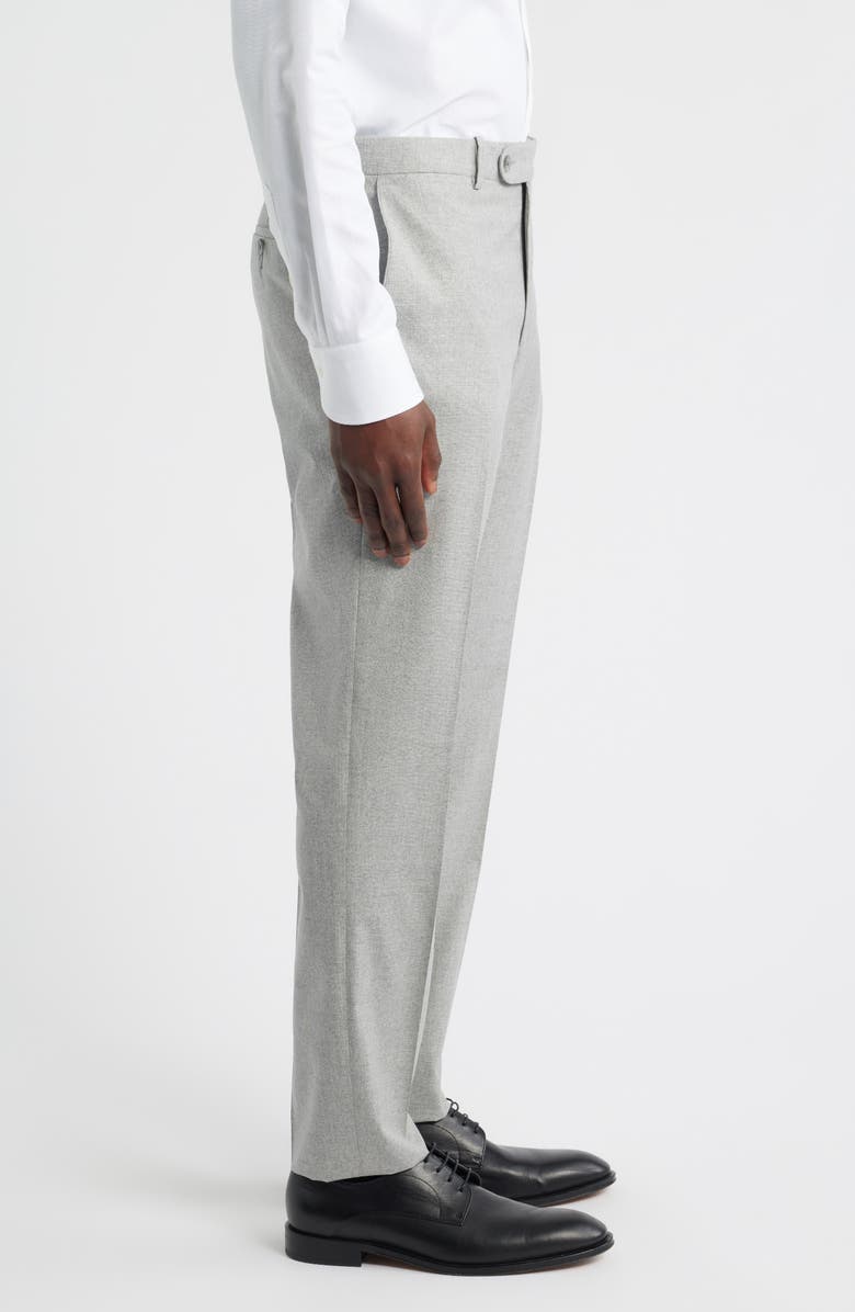 Peter Millar Harker Flat Front Light Grey Wool & Cotton Mélange Dress Pants, Alternate, color, Light Grey