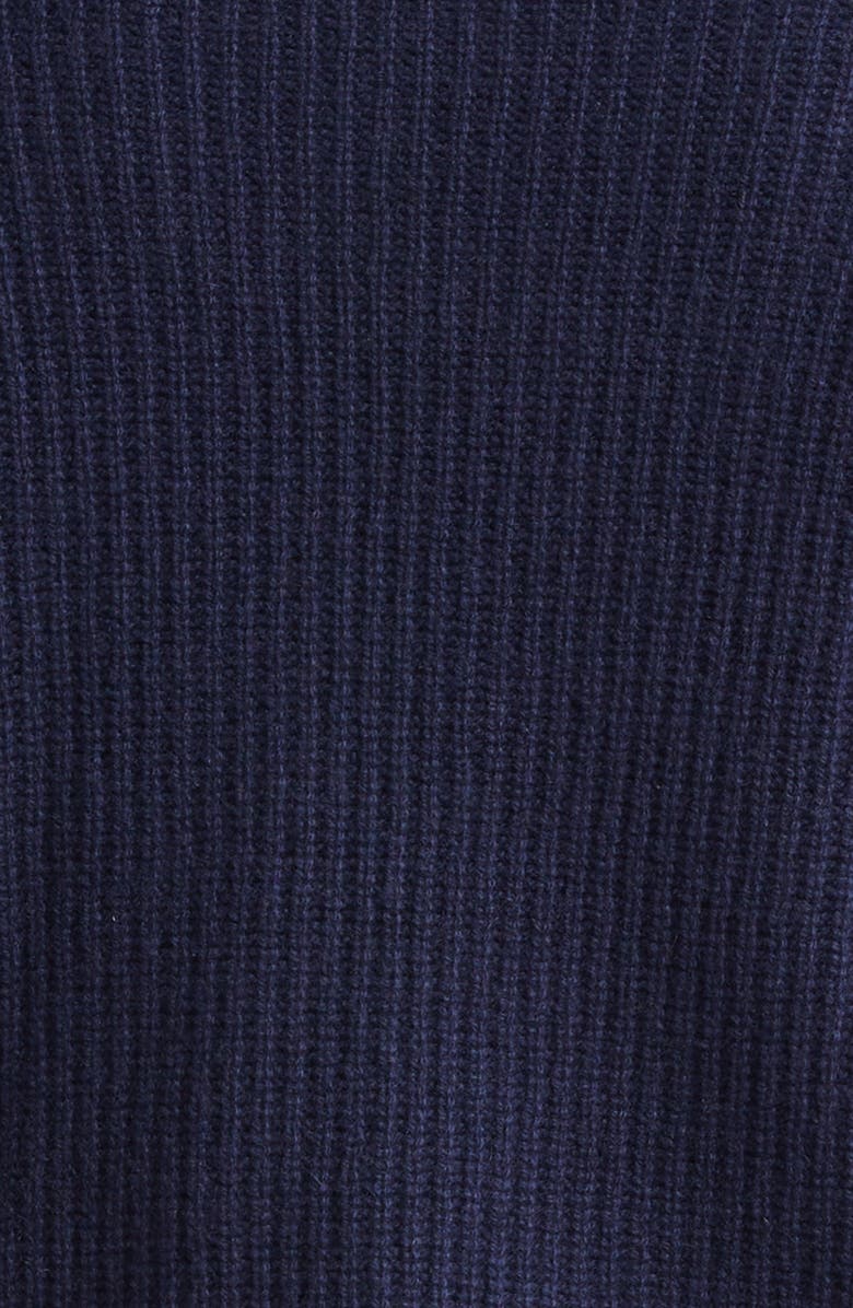 John Smedley Cashmere & Extrafine Merino Wool Rib Half Zip Sweater, Alternate, color, Midnight