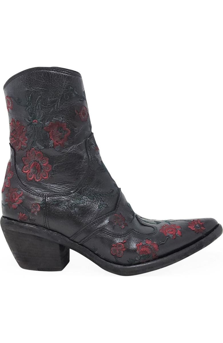 Madison Maison Leather Embroidered Ankle Boot, Main, color, Black