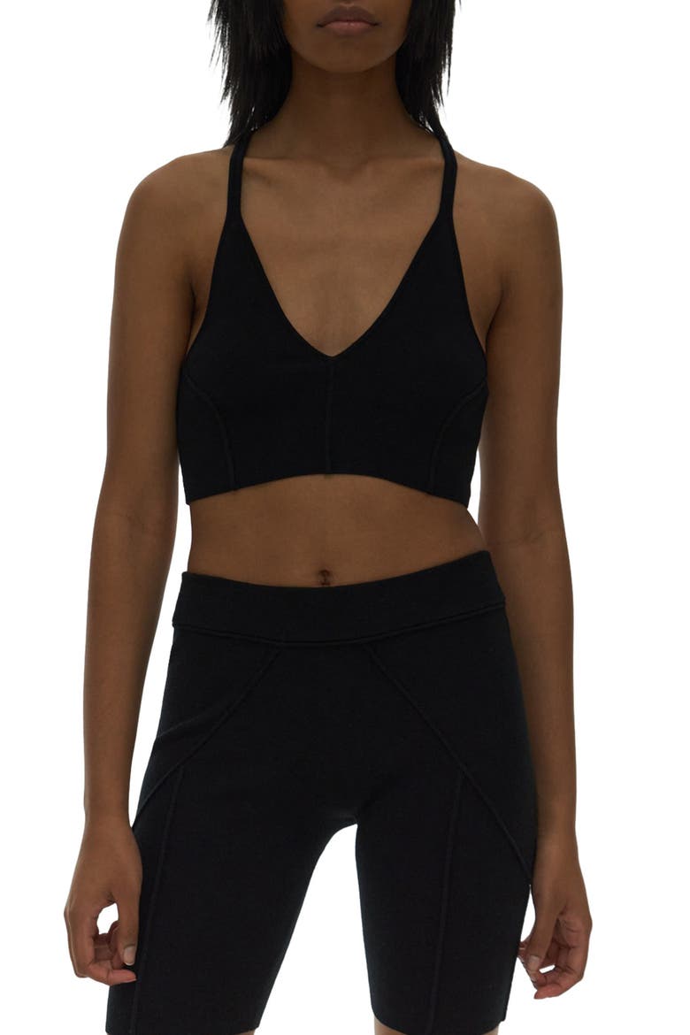 Micro Bond Rib Racerback Bra Top, Main, color, BLACK