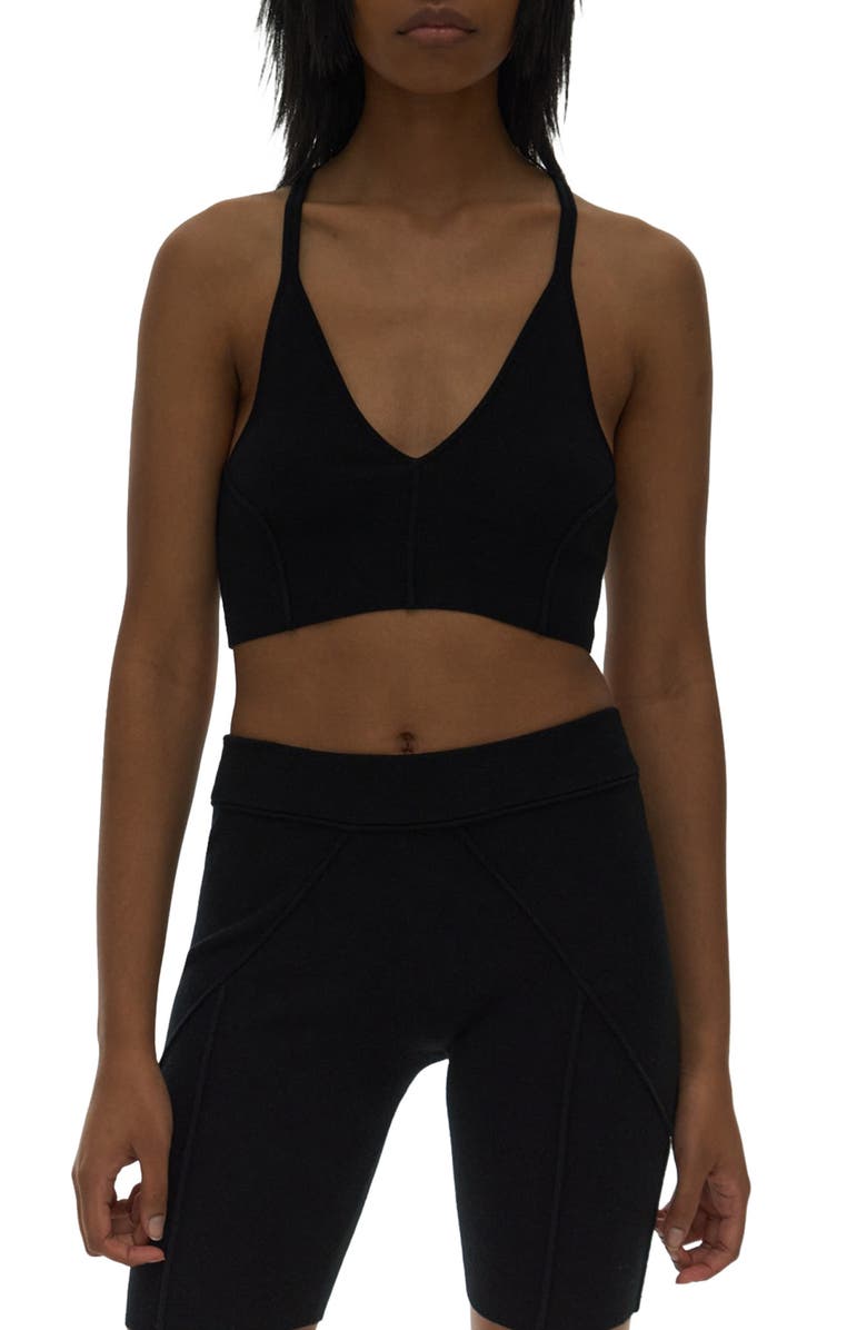 Helmut Lang Micro Bond Rib Racerback Bra Top, Main, color, 
