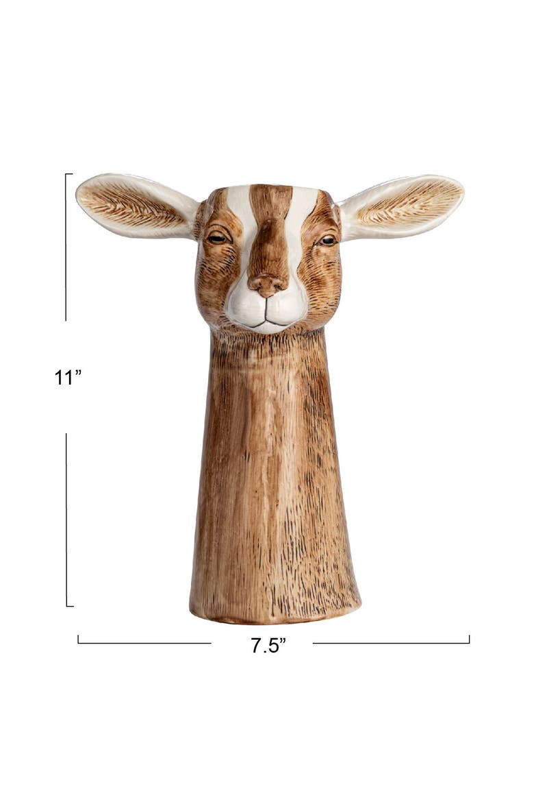 Stoneware Goat Vase, Alternate, color, Brown