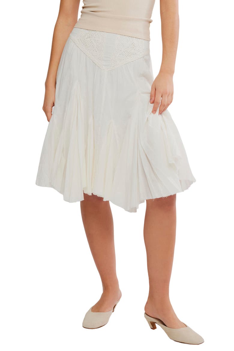 Frida Embroidered Godet Midi Skirt, Main, color, IVORY