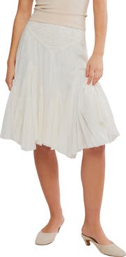 Free People Frida Embroidered Godet Midi Skirt