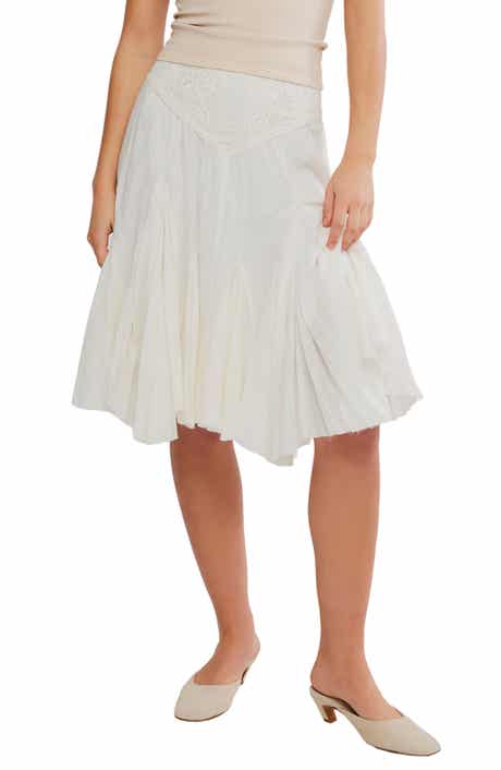 Frida Embroidered Godet Midi Skirt