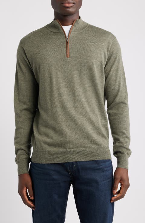Autumn Crest Merino Wool Blend Quarter Zip Sweater