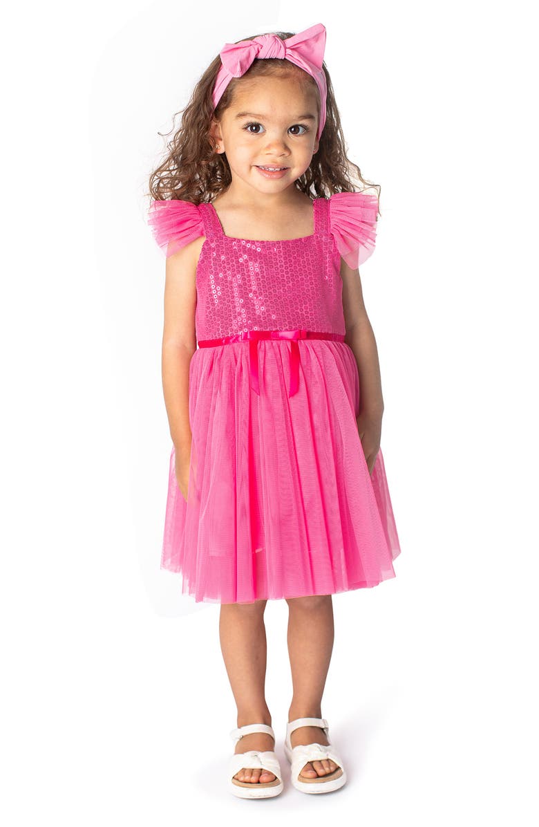 Popatu Kids' Flutter Sleeve Sequin & Tulle Dress, Alternate, color, 