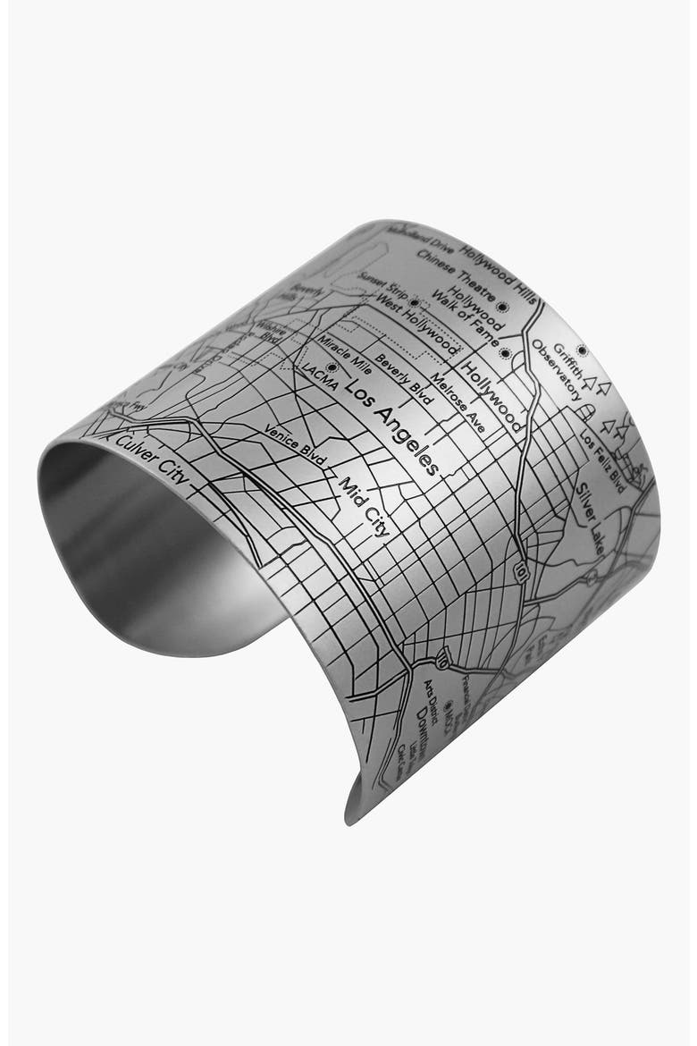 'LA Metro Map' Adjustable Cuff Bracelet, Alternate, color, BLACK MAP