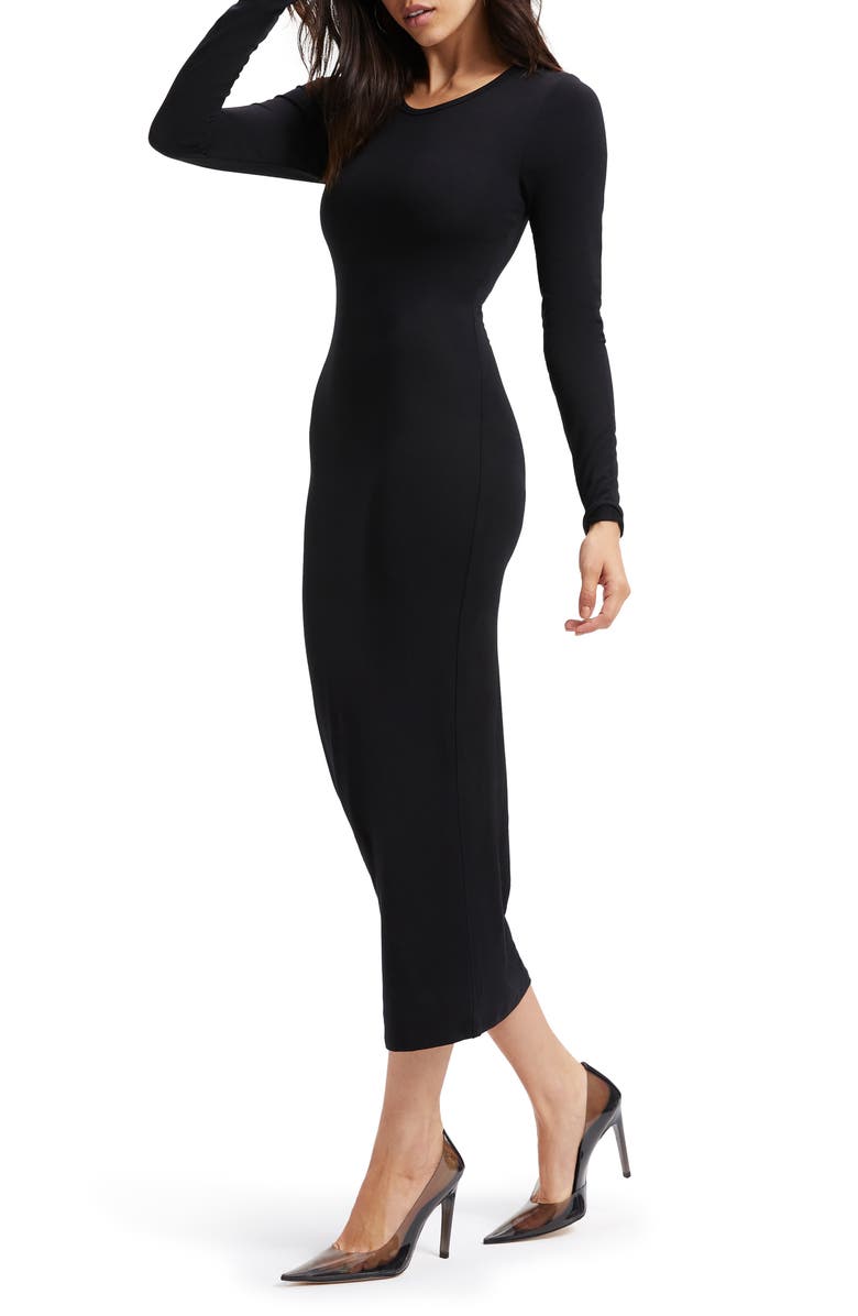 Good American Good Touch Long Sleeve Body-Con Midi Dress, Alternate, color, 