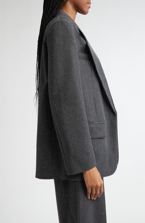 Alexander Wang Hotfix Beaded Oversize Wool Twill Blazer In Charcoal