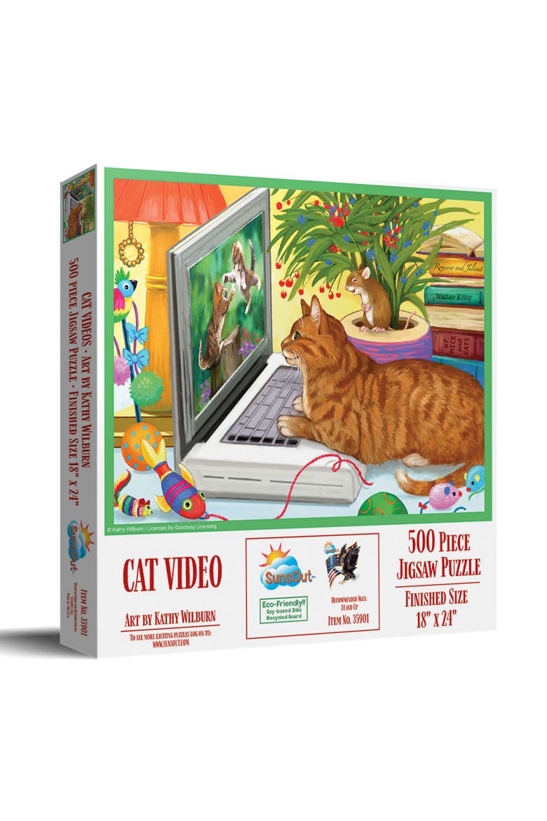 Cat Videos 500 piece Jigsaw Puzzle for Adults, Main, color, Multicolor