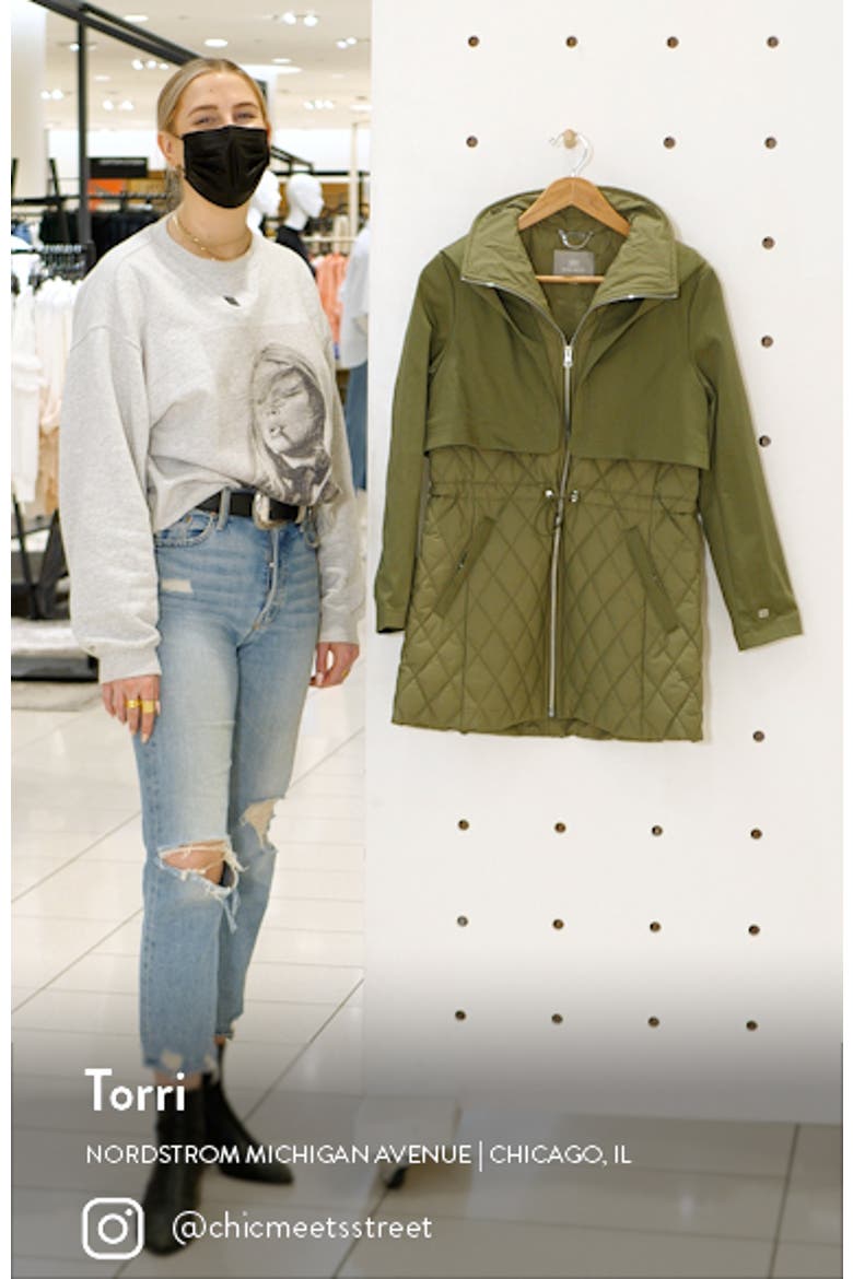 Enora Mix Water Repellent Quilted Raincoat video
