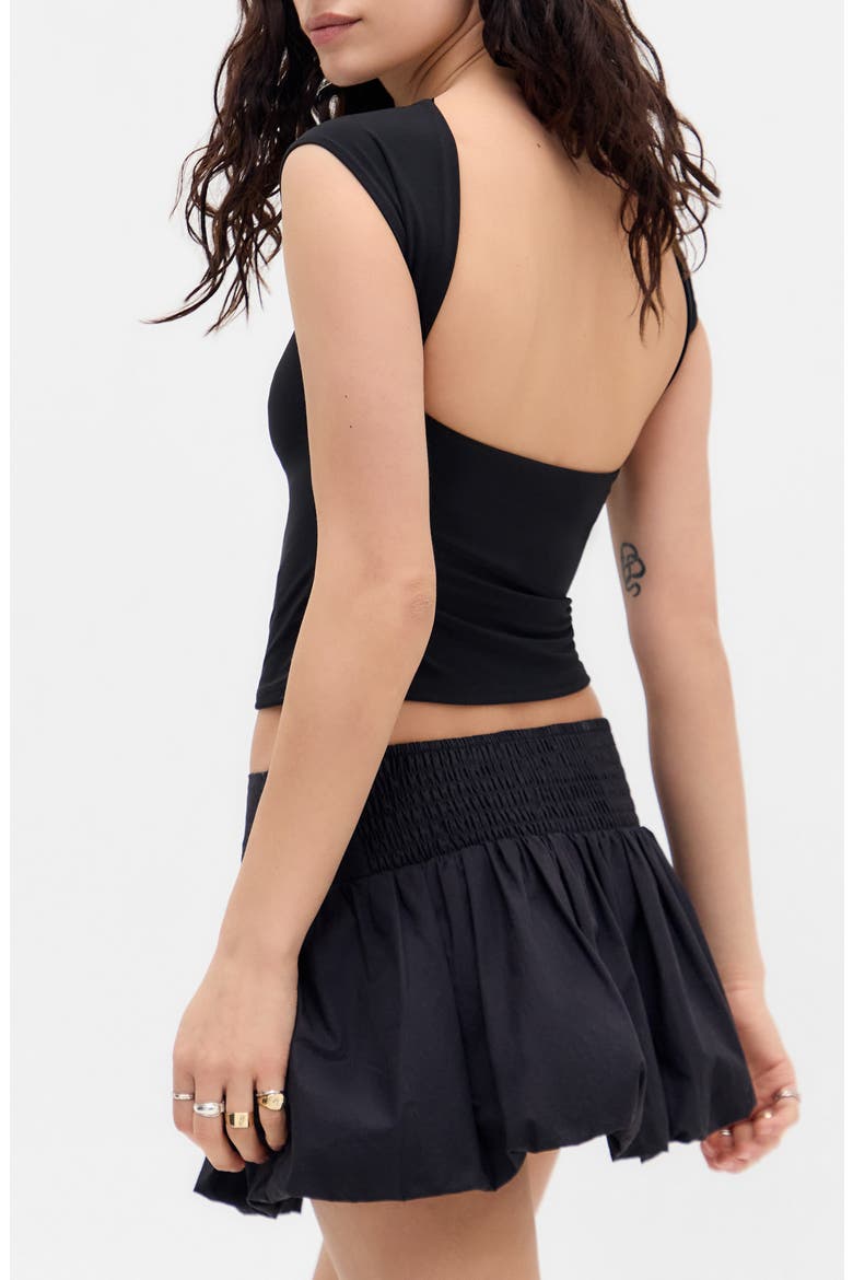 Bubble Hem Miniskirt, Alternate, color, BLACK