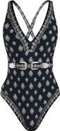 L'AGENCE Lisa Southwestern Belted One-Piece Swimsuit