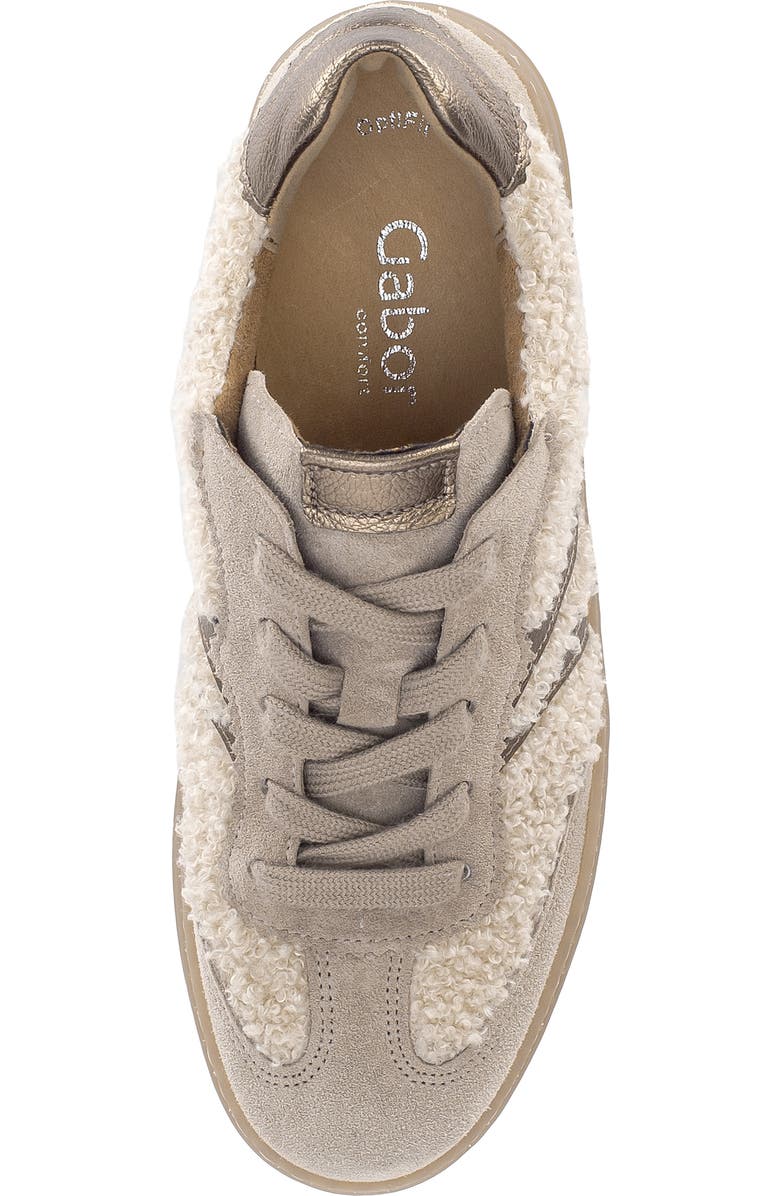 Gabor Genuine Shearling Mixed Media Sneaker, Alternate, color, Panna