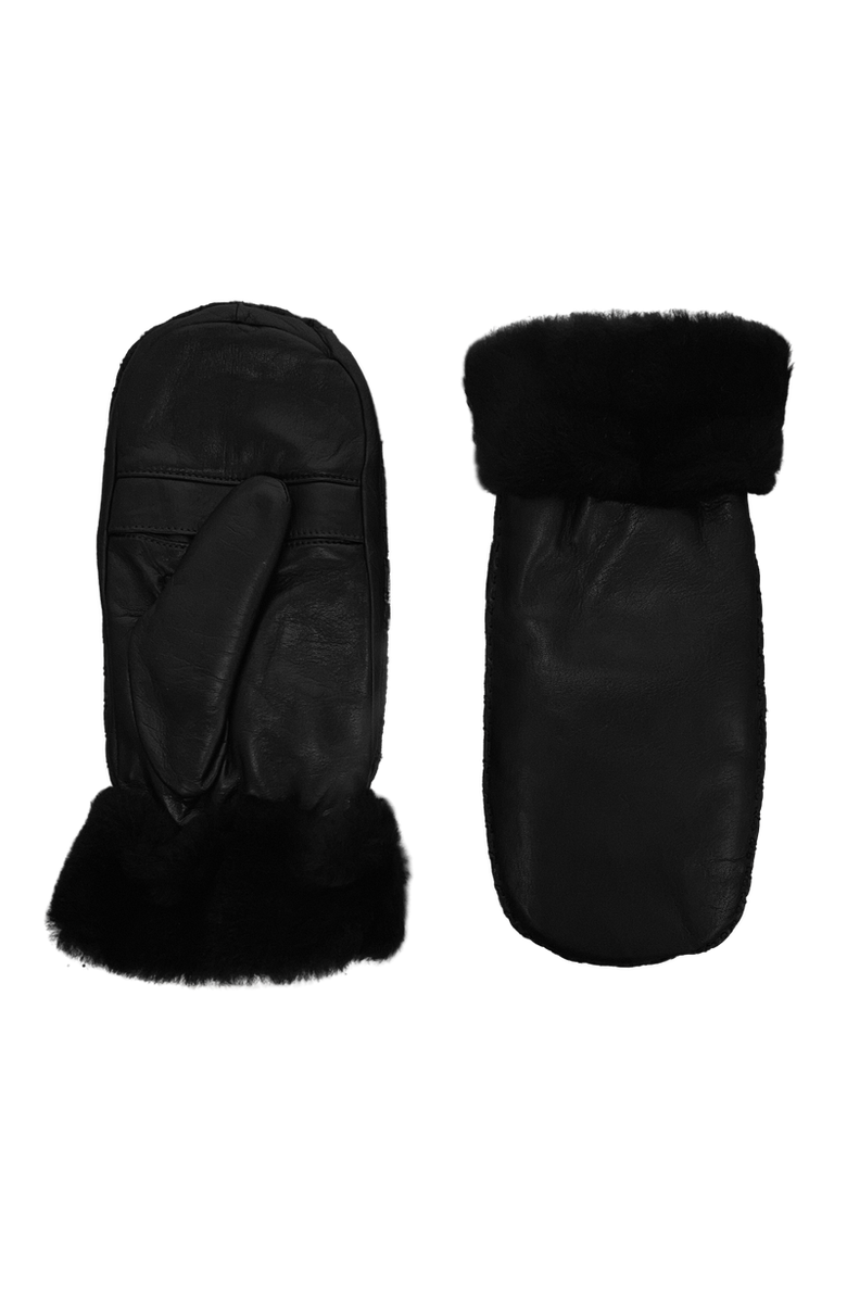 Agnelle Marie-Alix Rabbit Fur Lined Lambskin  Mitten, Main, color, Noir/Noir