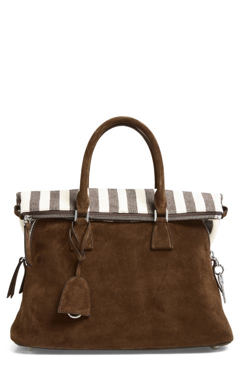 Medium 5AC Soft Suede & Canvas Handheld Bag
