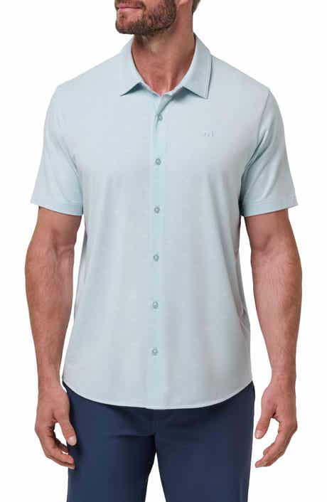 Shore of It Geo Print Short Sleeve Button-Up Knit Shirt