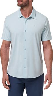 TravisMathew Shore of It Geo Print Short Sleeve Button-Up Knit Shirt