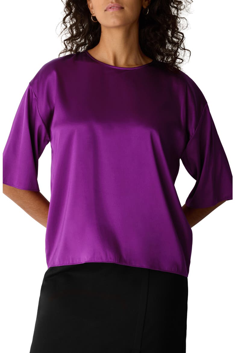 Silk Stretch Satin Top, Main, color, JAM