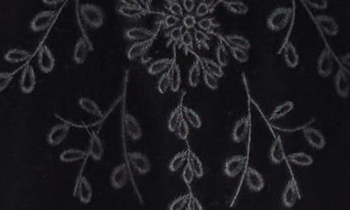 Jones New York Embroidered Split Neck Top In Black