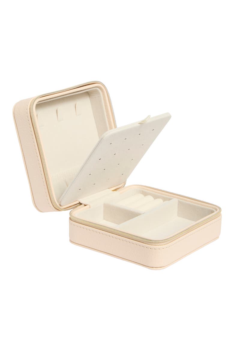 Square Zip Jewelry Box, Alternate, color, BLUSH PEBBLE