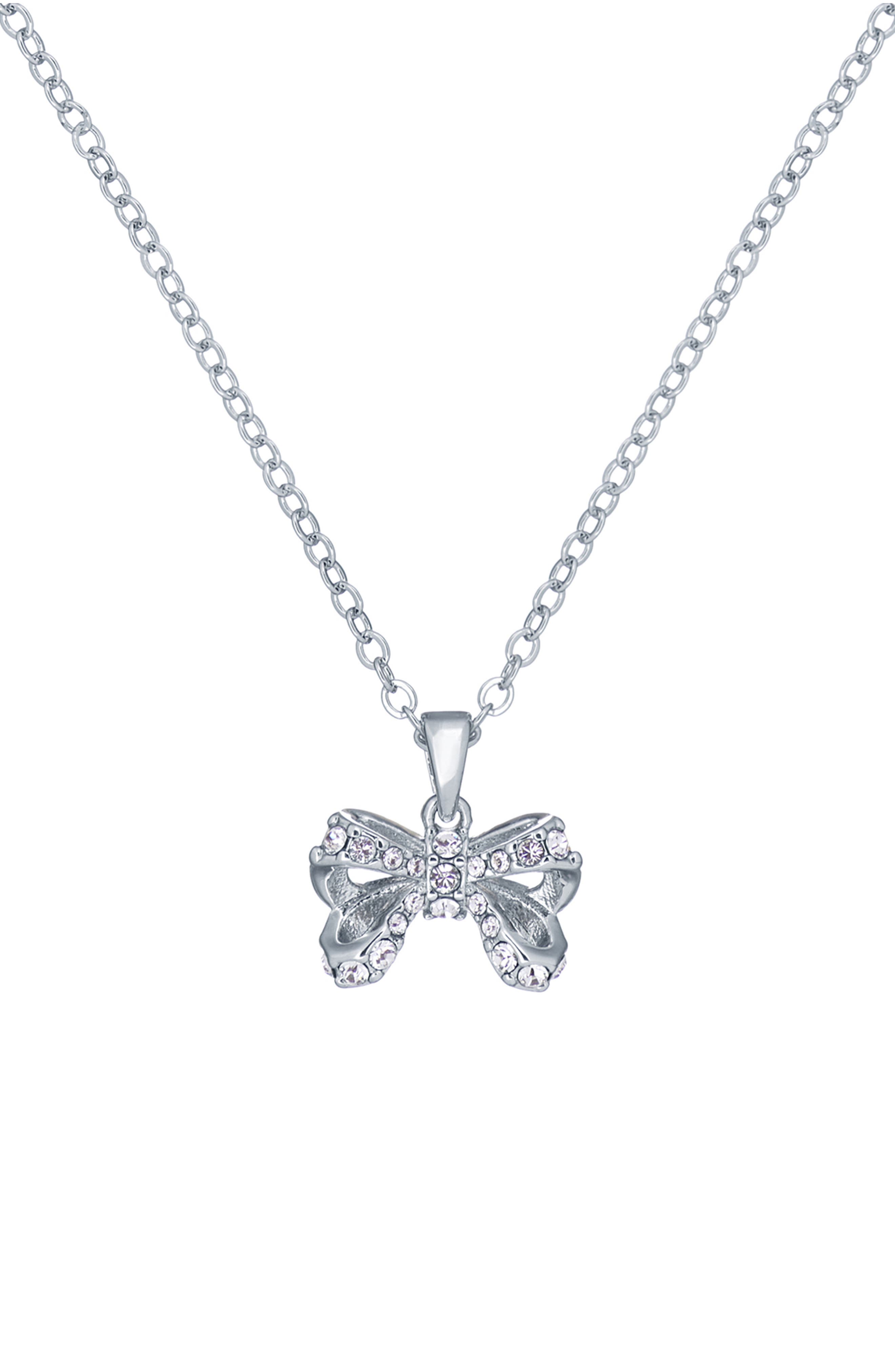 Crestra Crystal Petite Bow Pendant Necklace