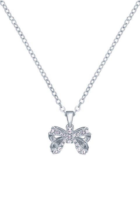 Crestra Crystal Petite Bow Pendant Necklace