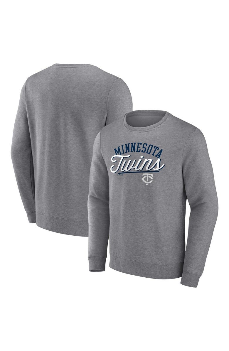 FANATICS Men's Fanatics Branded Heather Gray Minnesota Twins Simplicity Pullover Sweatshirt, Alternate, color, Heather Gray