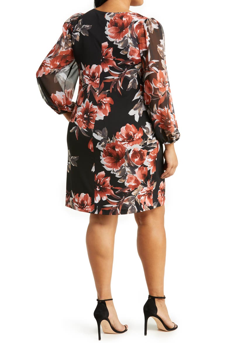 Floral Long Sleeve Dress, Alternate, color, SPICE