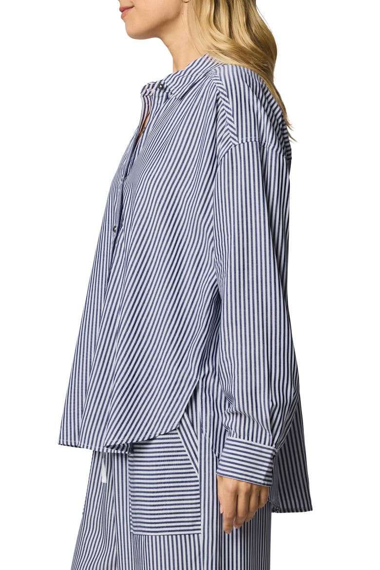 Ella Stripe Button-Up Shirt, Alternate, color, NAVY BLUE/ WHITE