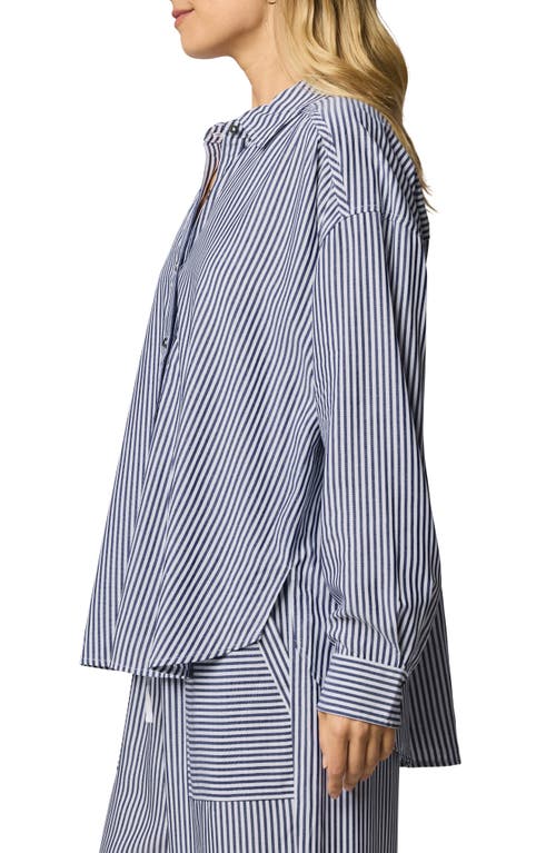 Splendid Ella Striped Button Down Shirt In Blue