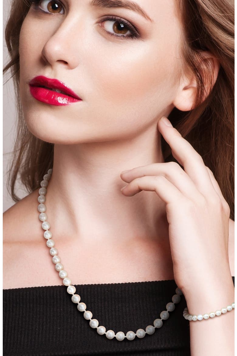 7-7.5mm Cultured Freshwater Pearl Necklace & Bracelet Set, Alternate, color, WHITE