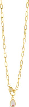 Sterling Forever Tay Moonstone Charm Pendant Necklace