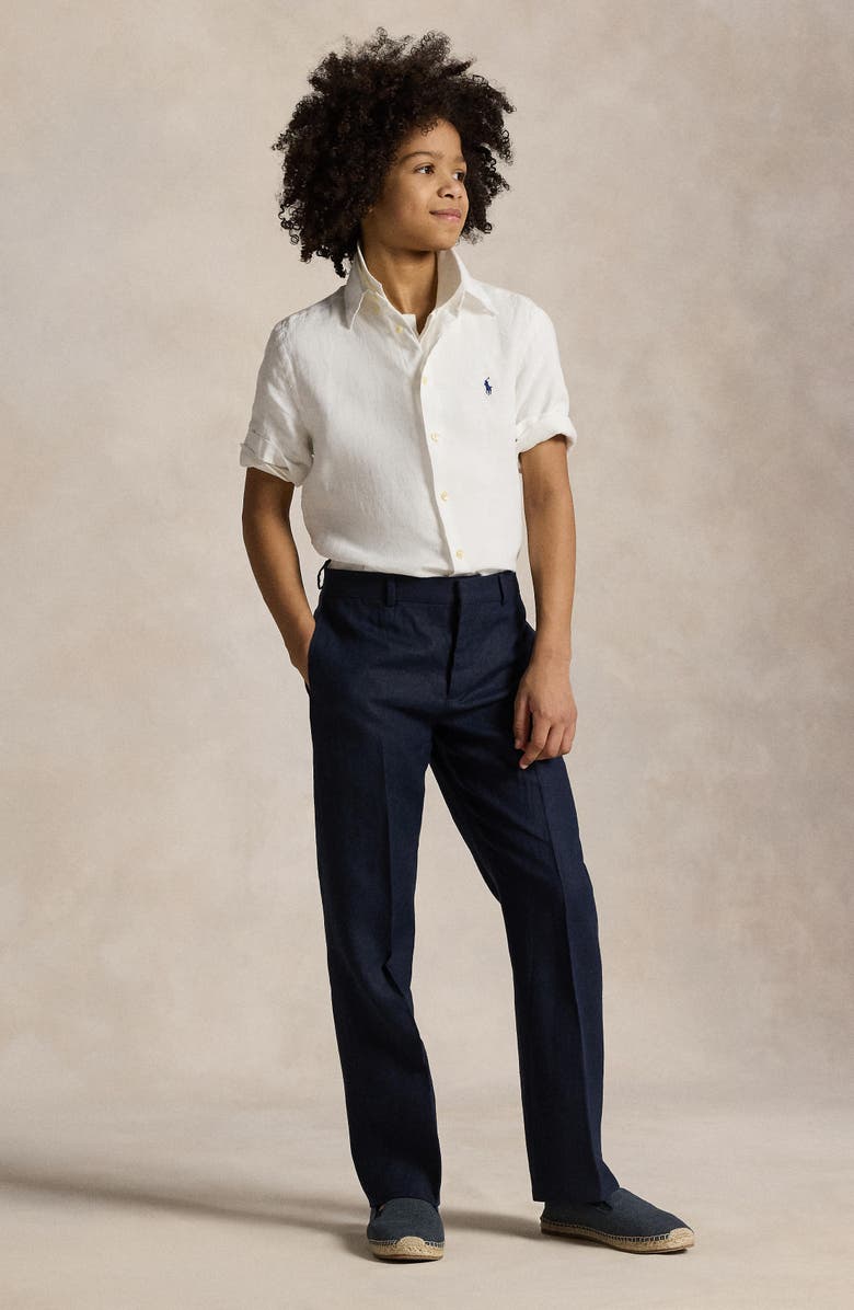 Polo Ralph Lauren Kids' Linen Button-Down Shirt, Alternate, color, White