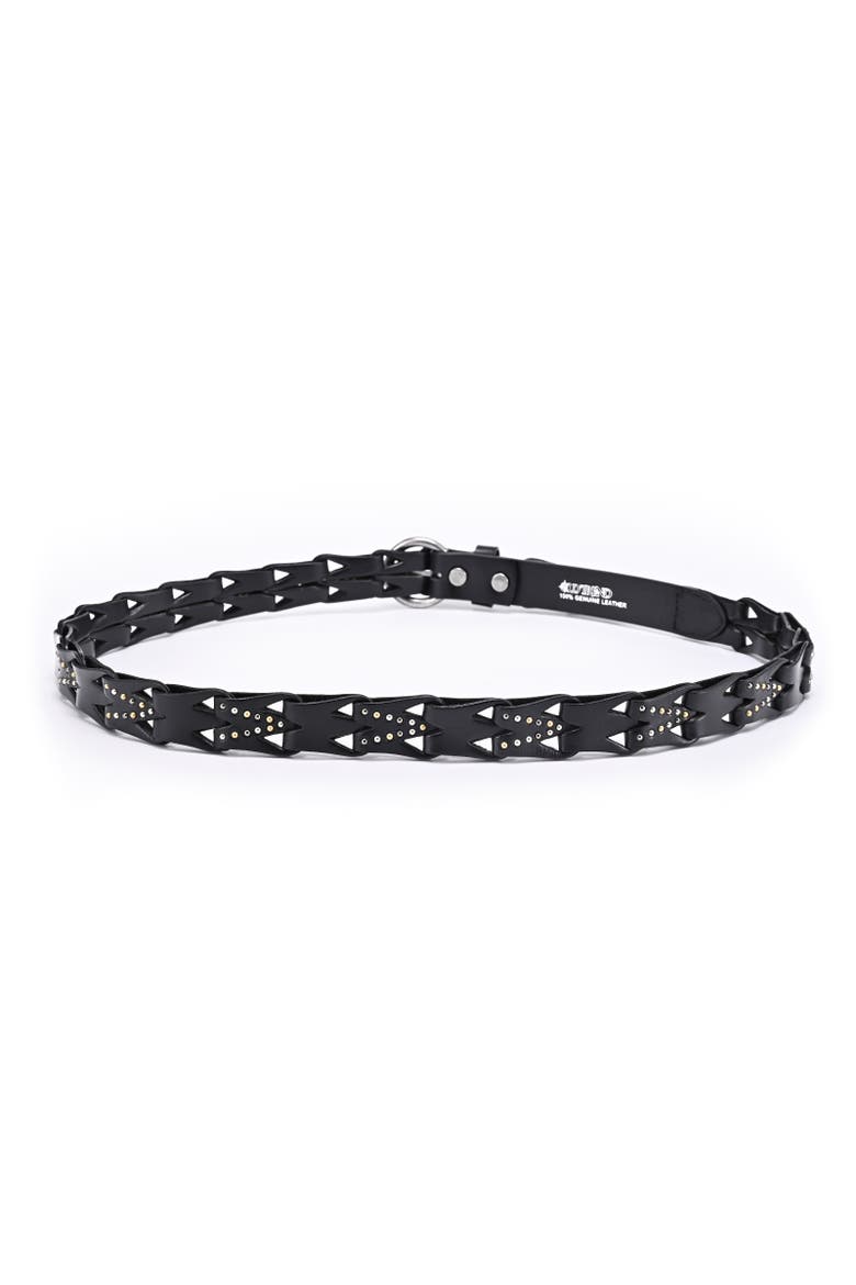 Oranda Genuine Leather Woven Studded Statement Belt, Alternate, color, Black