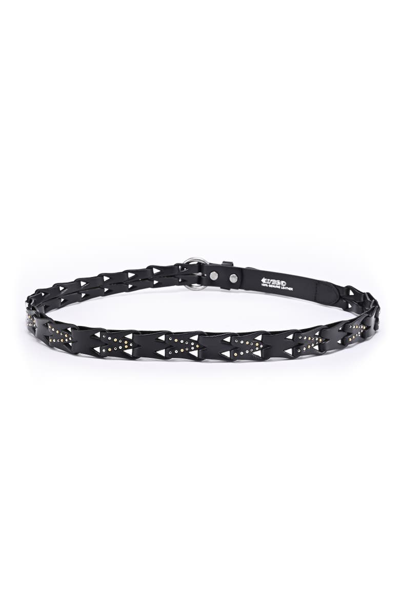 OLD TREND Oranda Genuine Leather Woven Studded Statement Belt, Alternate, color, Black