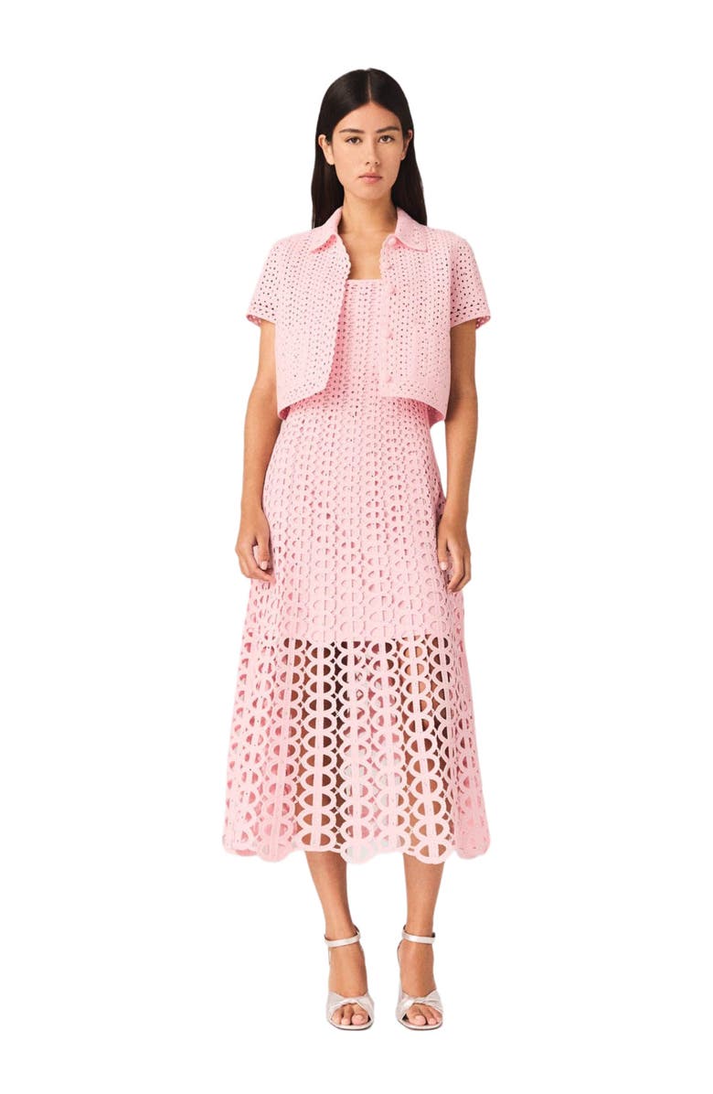 maje Rhinestone crochet cardigan, Alternate, color, Pink