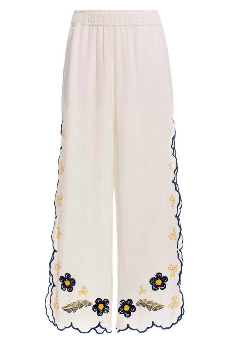 Embroidered Wide Leg Cover-Up Pants, Alternate, color, WHITE