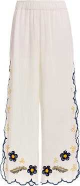 Agua Bendita Embroidered Wide Leg Cover-Up Pants