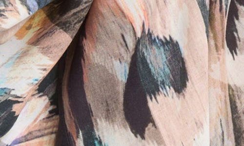 Allsaints Abstract Print Fringe Scarf In Brown Multi